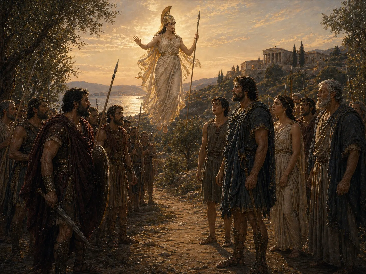 Athena stops the cycle of vengeance between Odysseus and the families of the suitors.