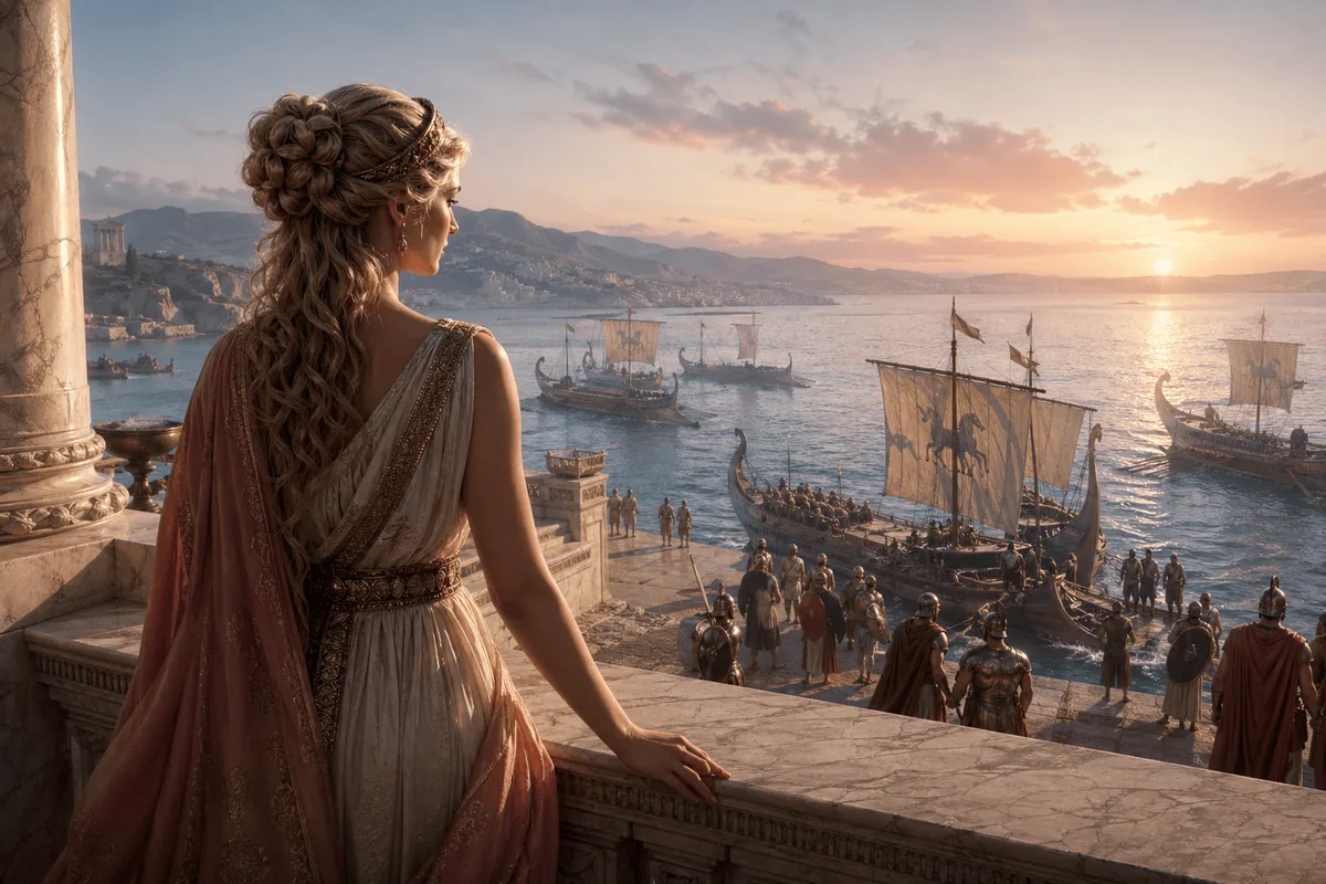 Stylized map of the Sparta-Troy zone before the fleet leaves